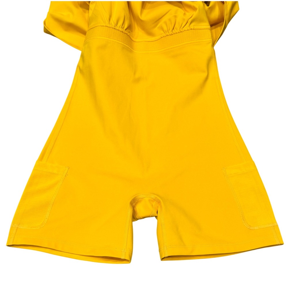 Girlfriend Collective Bianca One-Shoulder Dress Built-in Shorts Small - Yellow - Picture 9 of 10